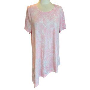 LANE BRYANT asymmetrical light pink and white tie dye tunic tshirt Size 14/16
